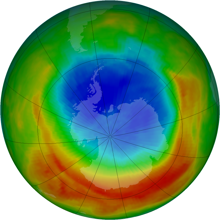 Antarctic ozone map for 16 October 1988